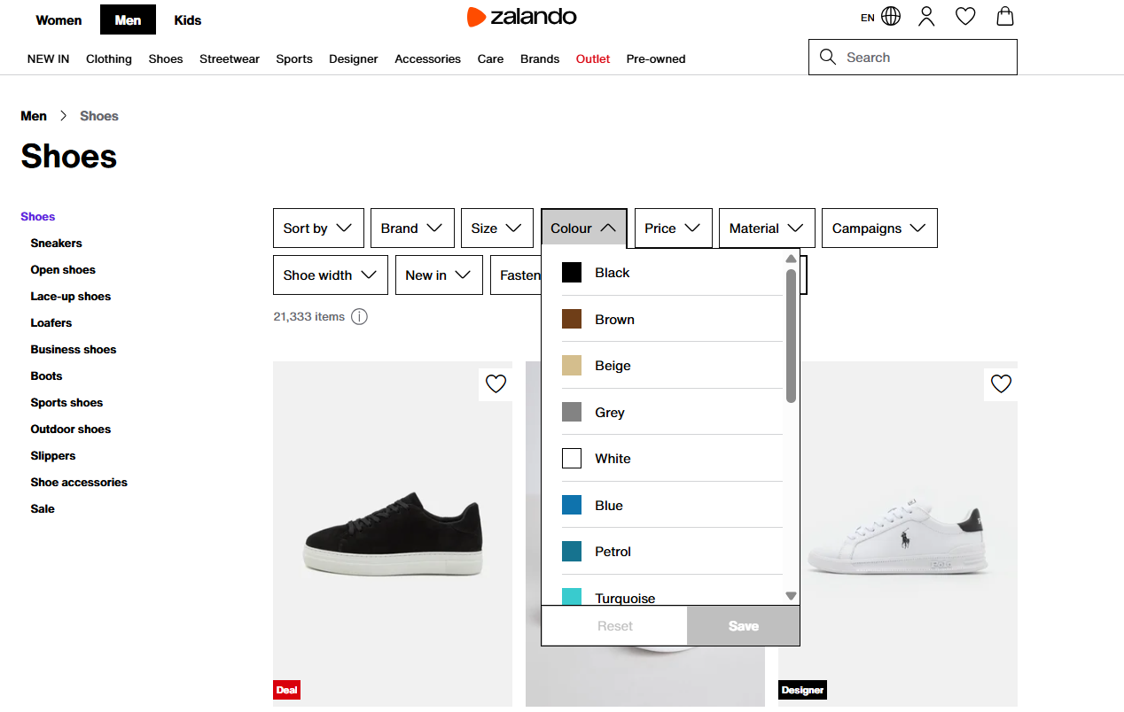 Search and Navigation Zalando